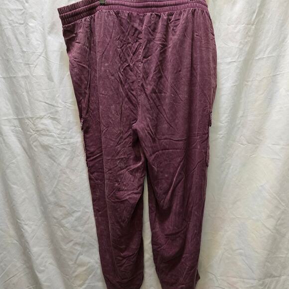 Torrid maroon acid wash cargo lounge pants elastic waistband drawstring size 2S - Picture 8 of 12